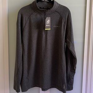 EDDIE BAUER Men’s Motion FreeDry® LS 1/4 Zip Pullover Charcoal Heather Gray - L